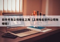 软件开发公司排名上海（上海知名软件公司有哪些）