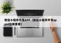 微信小程序开发APP（微信小程序开发appid在哪里看）