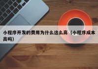 小程序开发的费用为什么这么高（小程序成本高吗）