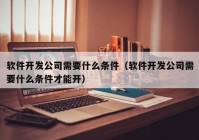 软件开发公司需要什么条件（软件开发公司需要什么条件才能开）