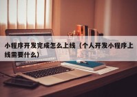 小程序开发完成怎么上线（个人开发小程序上线需要什么）