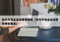 软件开发企业资质有哪些（软件开发企业资质有哪些要求）